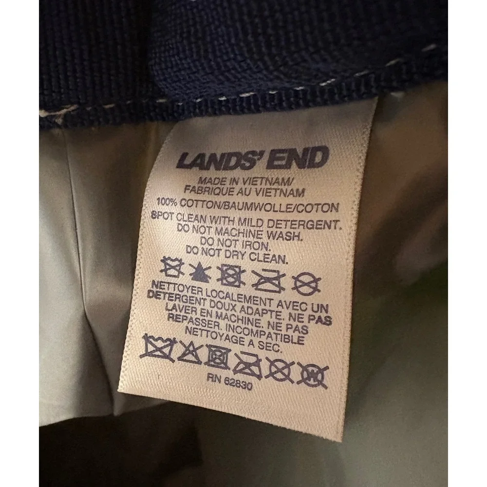 Lands End Large Canvas Coated Fruit Print Backpack Navy Trim Insulated CoolerBag